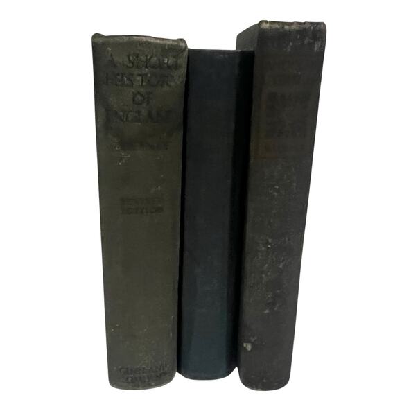 Vintage School Book Lot of 3 Distressed Home Decor Old Staging Hardcover - Picture 1 of 10